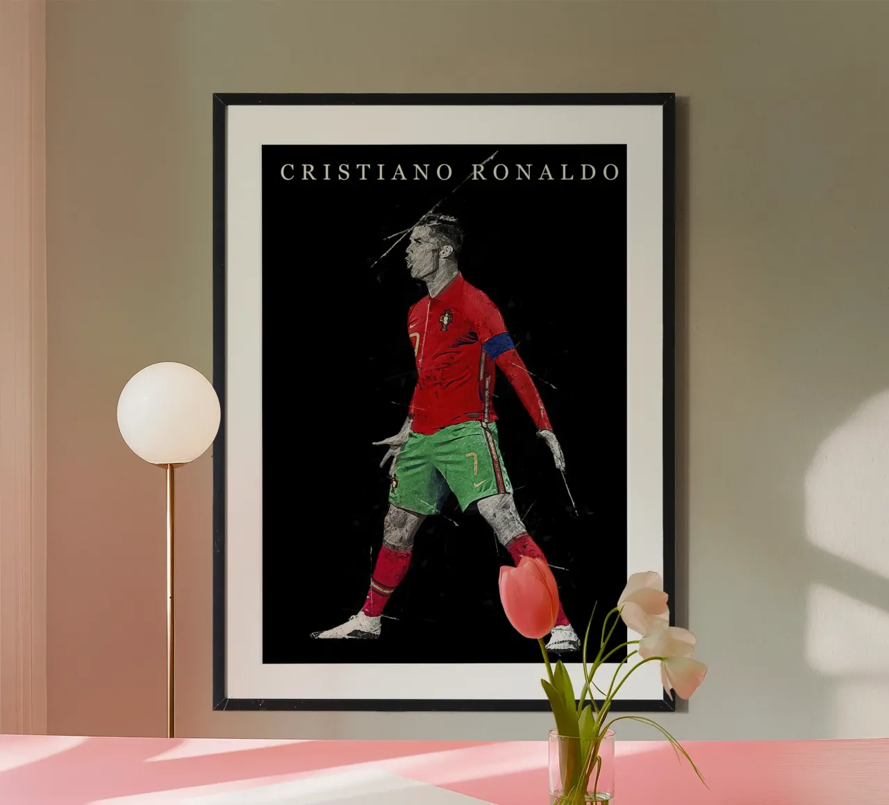 Cristiano Ronaldo Portugal poster con telaio in legno da tenten