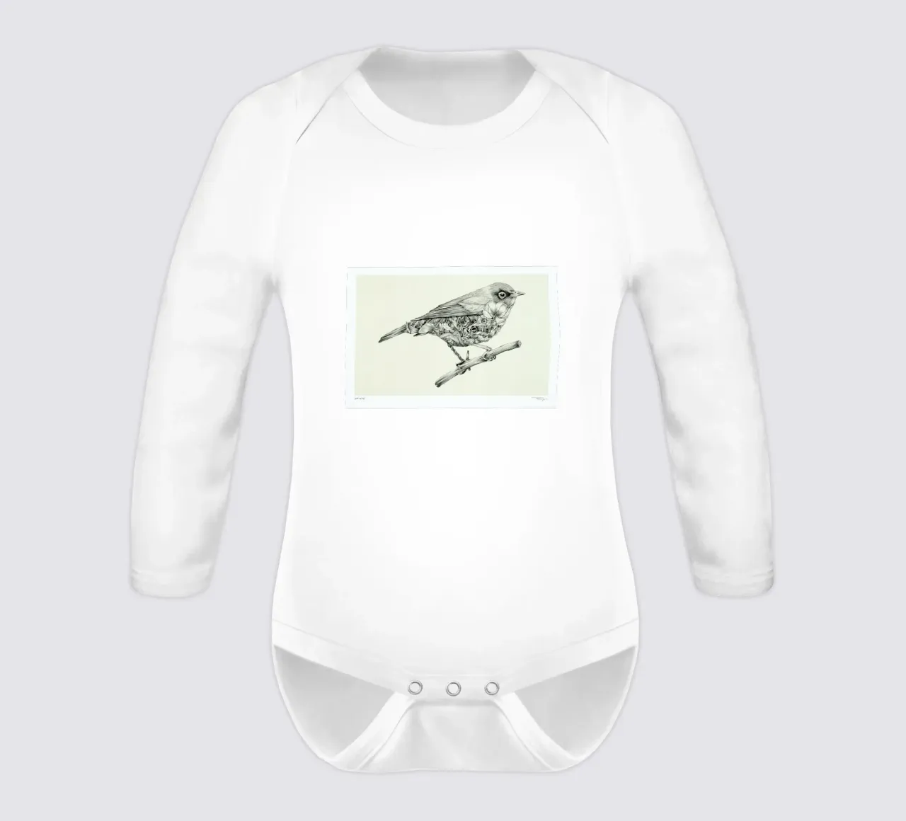 Waxeye long-sleeve baby romper by Faunesque
