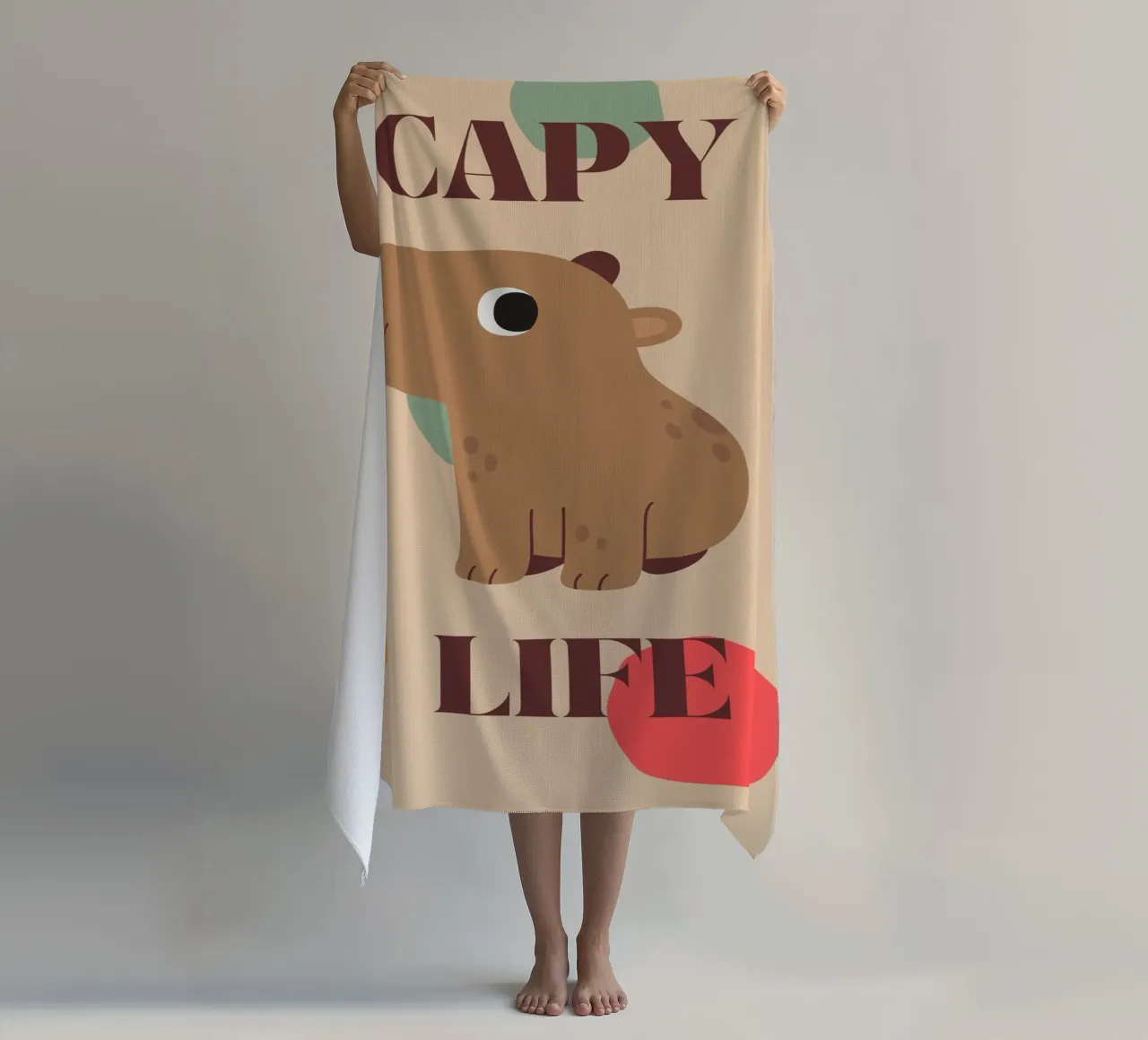 Capy Life | Fun Capybara Print beach towel by PrintCessStudio