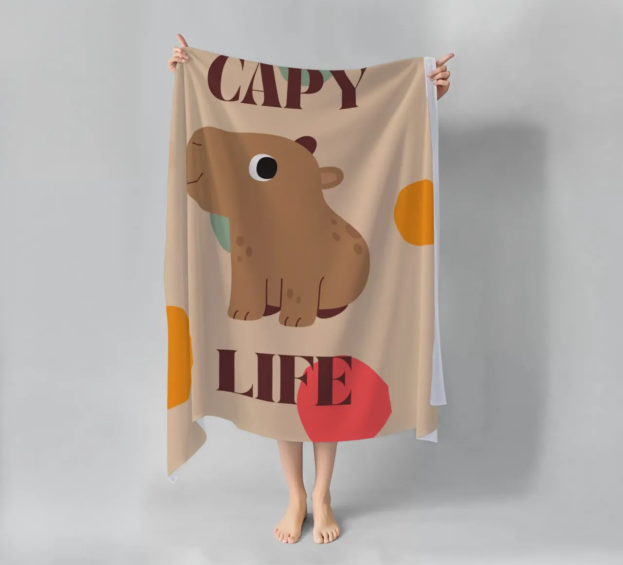 Capy Life | Fun Capybara Print beach towel by PrintCessStudio