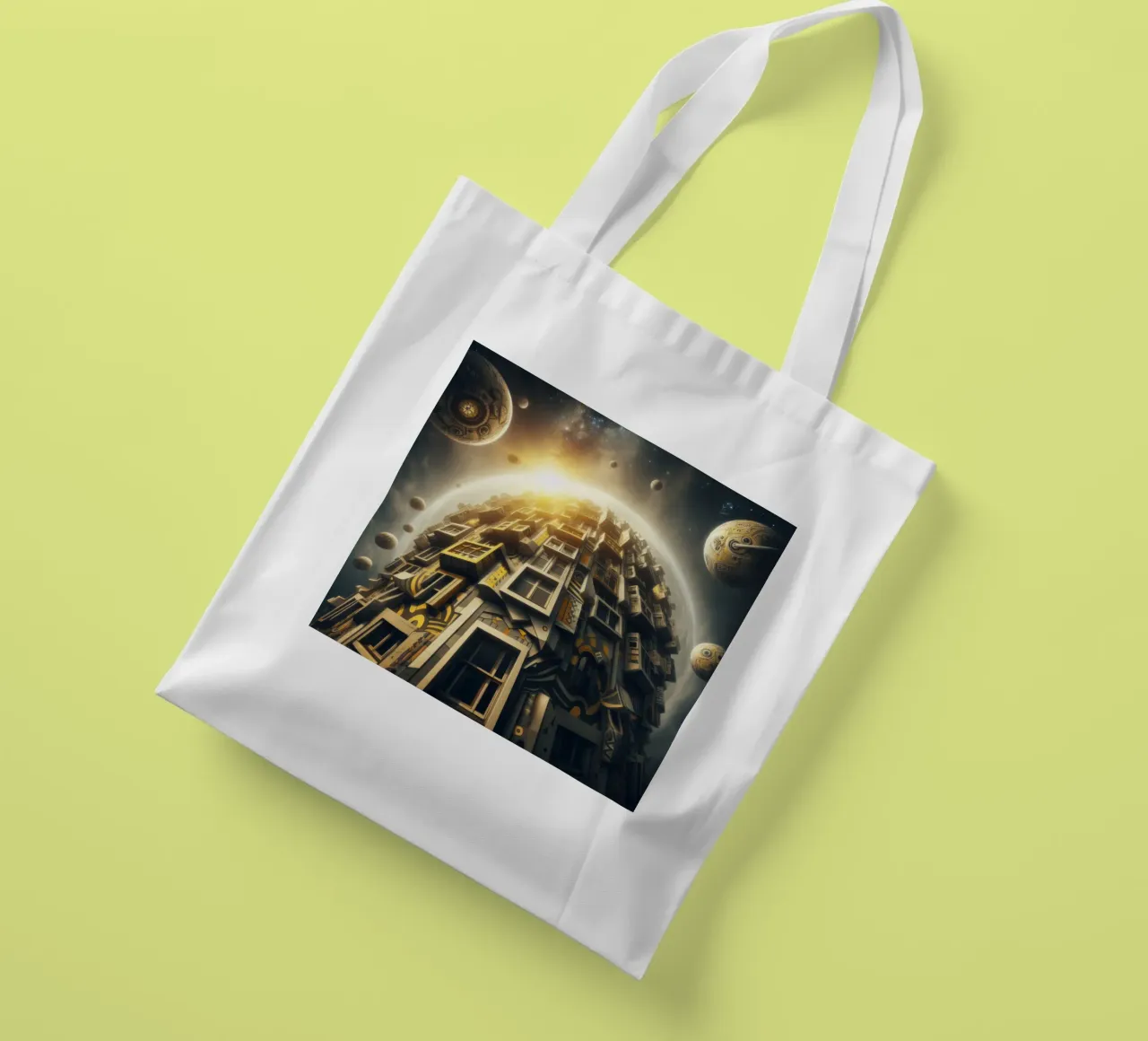 Sphere 028 - Futuristic Planet-Like Structure borsa in juta da Spheres