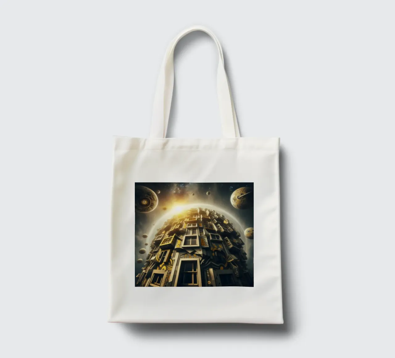 Sphere 028 - Futuristic Planet-Like Structure borsa in juta da Spheres