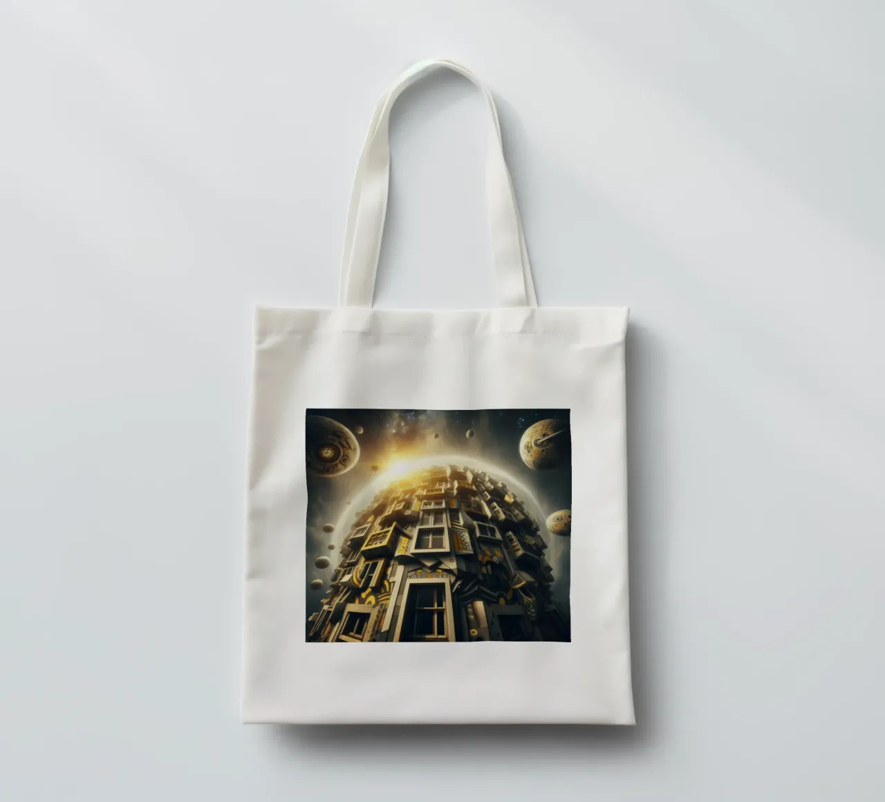 Sphere 028 - Futuristic Planet-Like Structure borsa in juta da Spheres