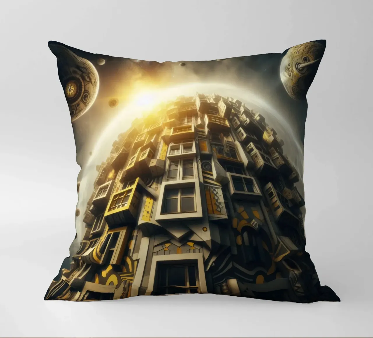 Sphere 028 - Futuristic Planet-Like Structure Kissen von Spheres