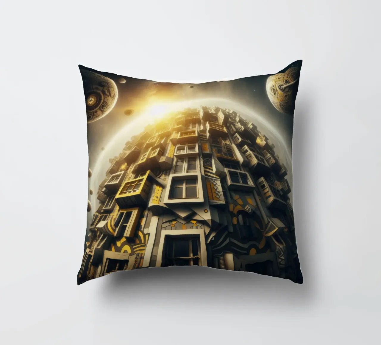 Sphere 028 - Futuristic Planet-Like Structure Kissen von Spheres