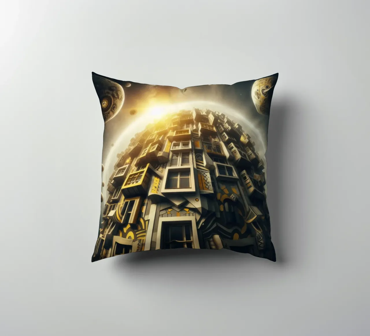 Sphere 028 - Futuristic Planet-Like Structure Kissen von Spheres