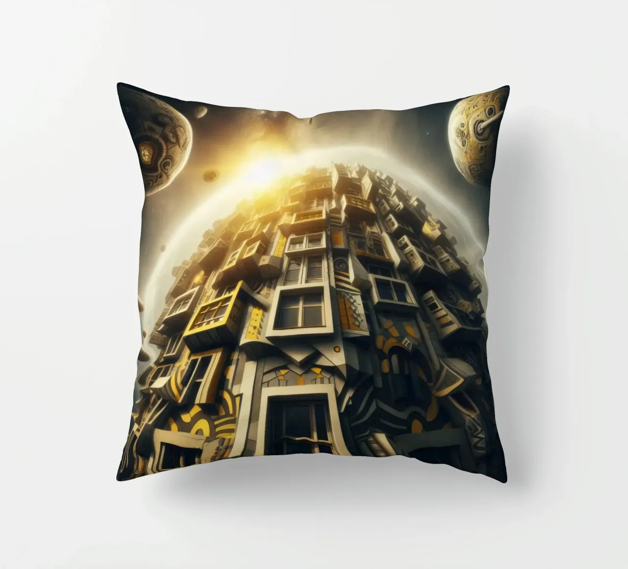 Sphere 028 - Futuristic Planet-Like Structure Kissen von Spheres