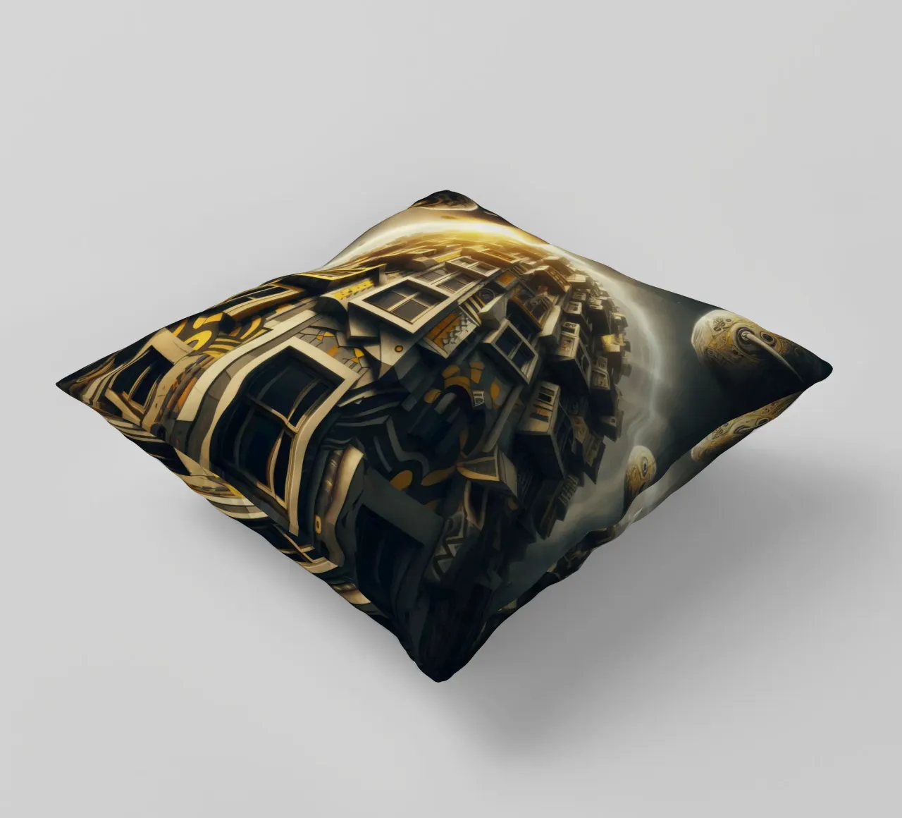 Sphere 028 - Futuristic Planet-Like Structure Kissen von Spheres