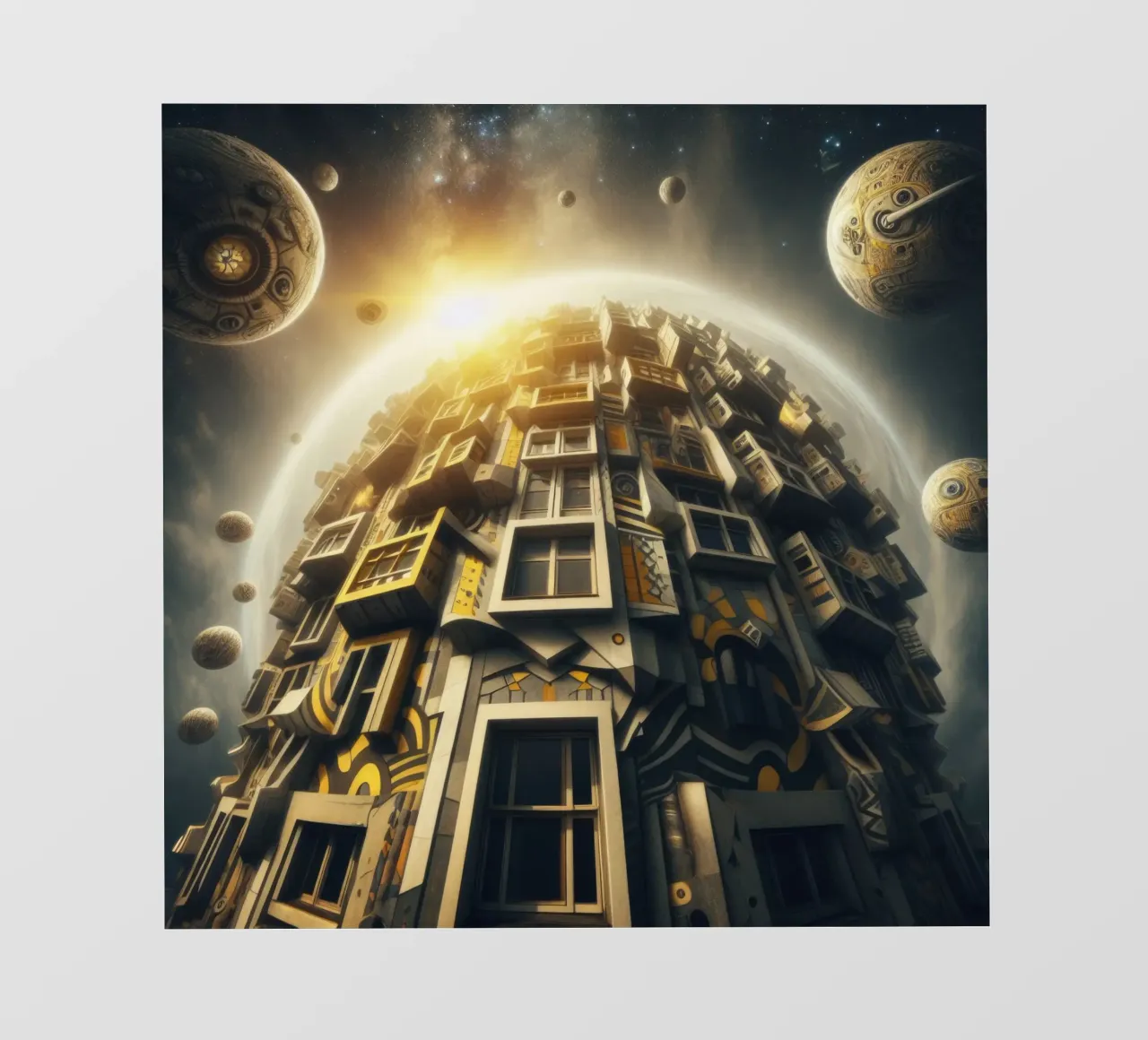 Sphere 028 - Futuristic Planet-Like Structure Backlit Folie von Spheres