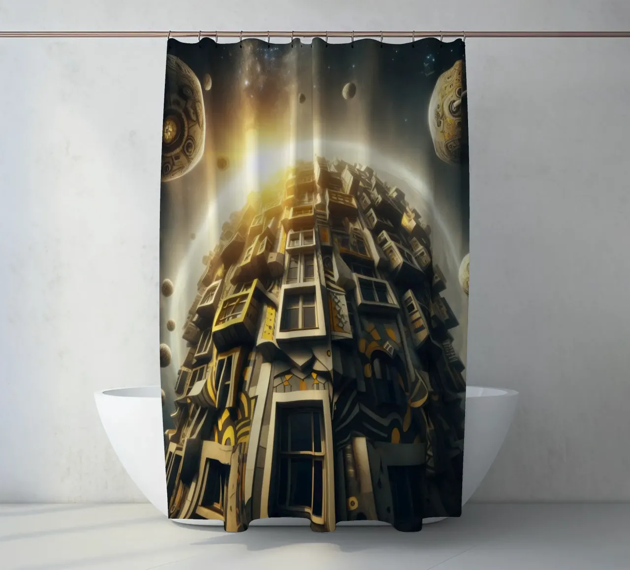 Sphere 028 - Futuristic Planet-Like Structure tenda da doccia da Spheres