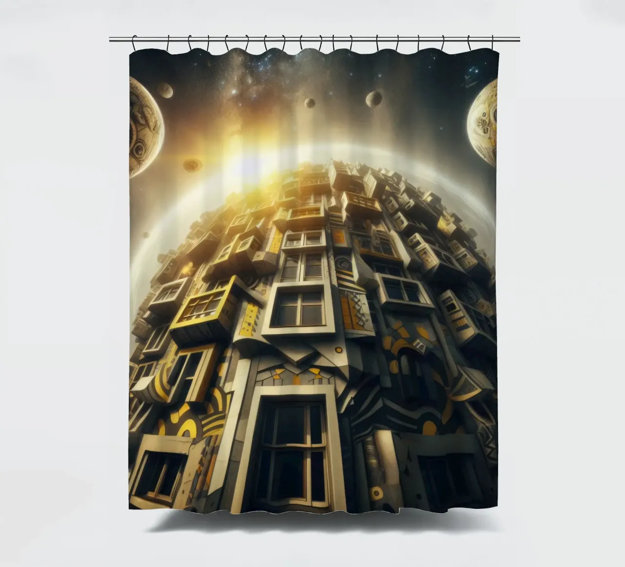 Sphere 028 - Futuristic Planet-Like Structure tenda da doccia da Spheres