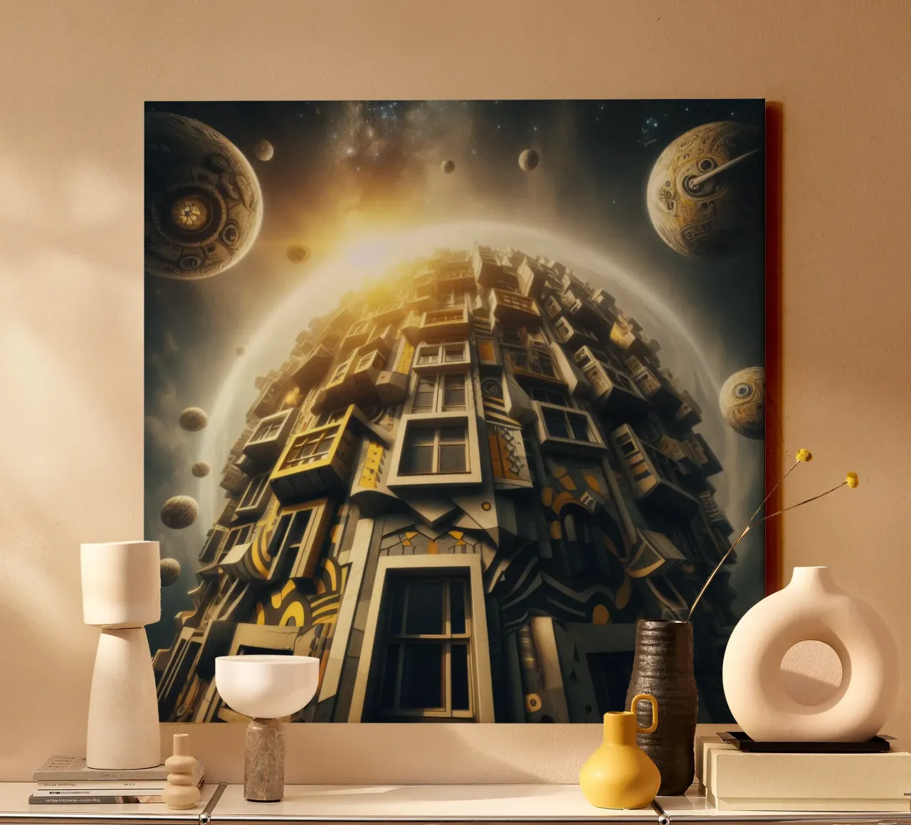 Sphere 028 - Futuristic Planet-Like Structure canvas by Spheres