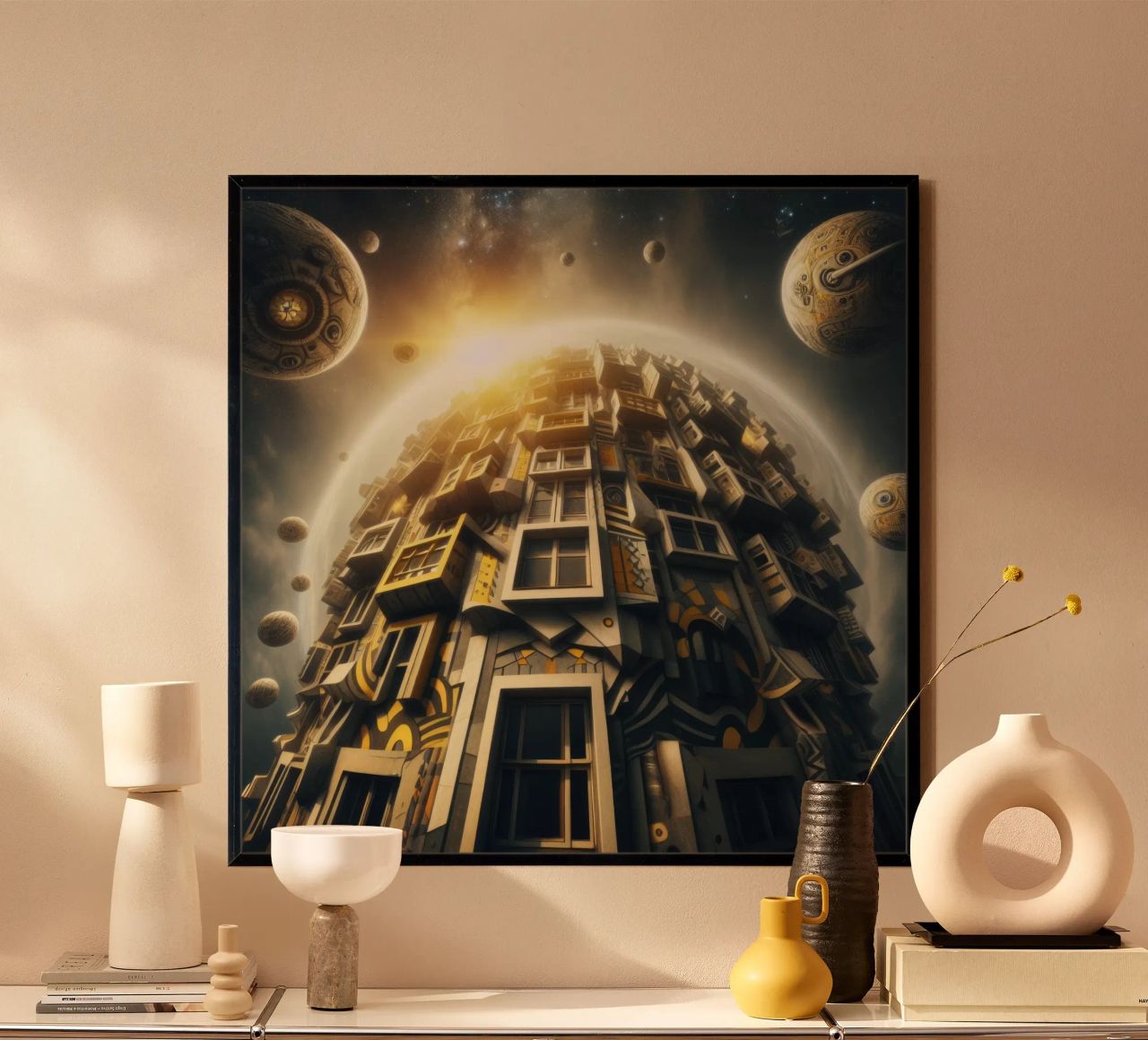 Sphere 028 - Futuristic Planet-Like Structure carta hahnemühle da Spheres