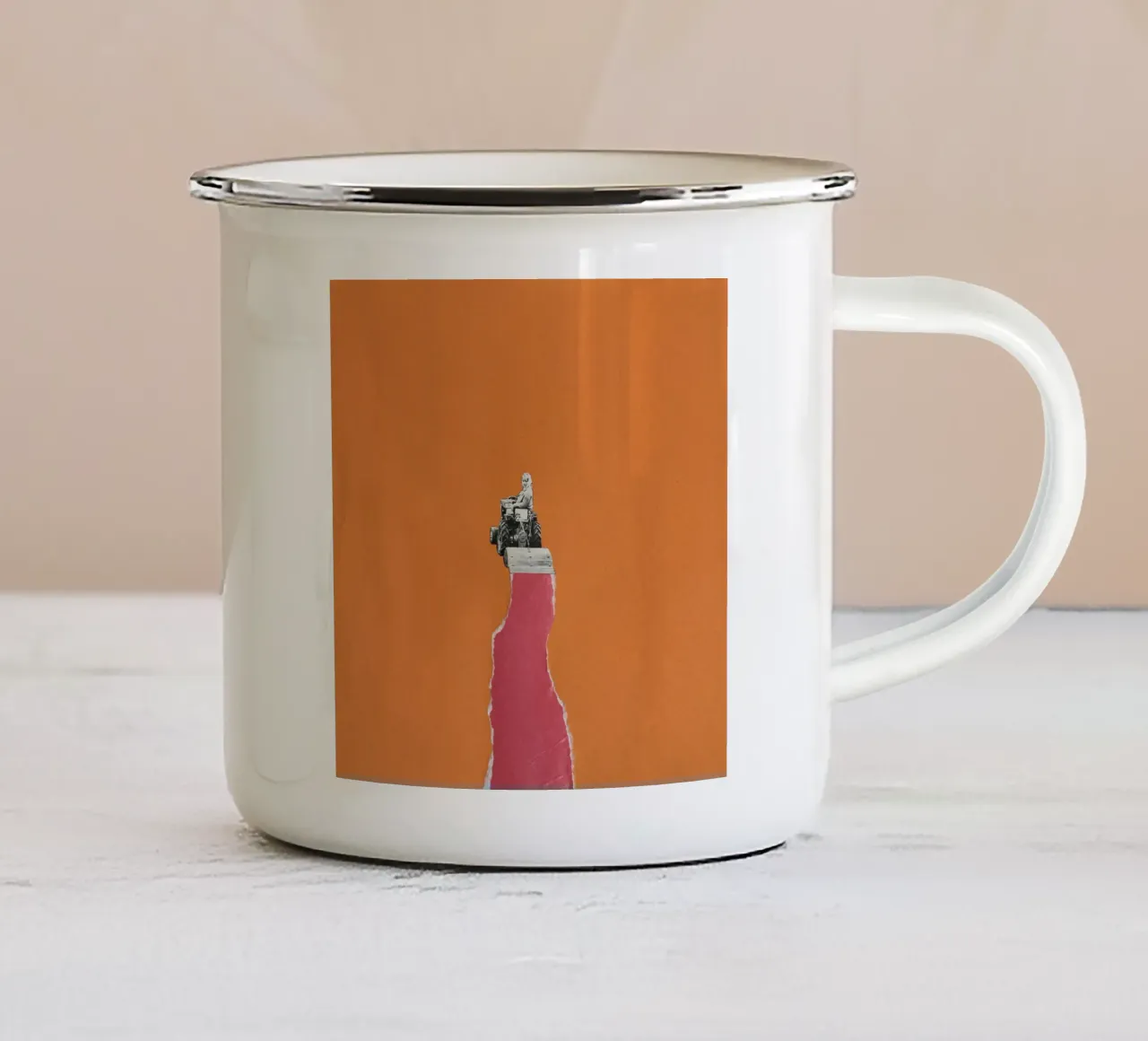 Tractorette taza de esmalte de Carlos Quitério
