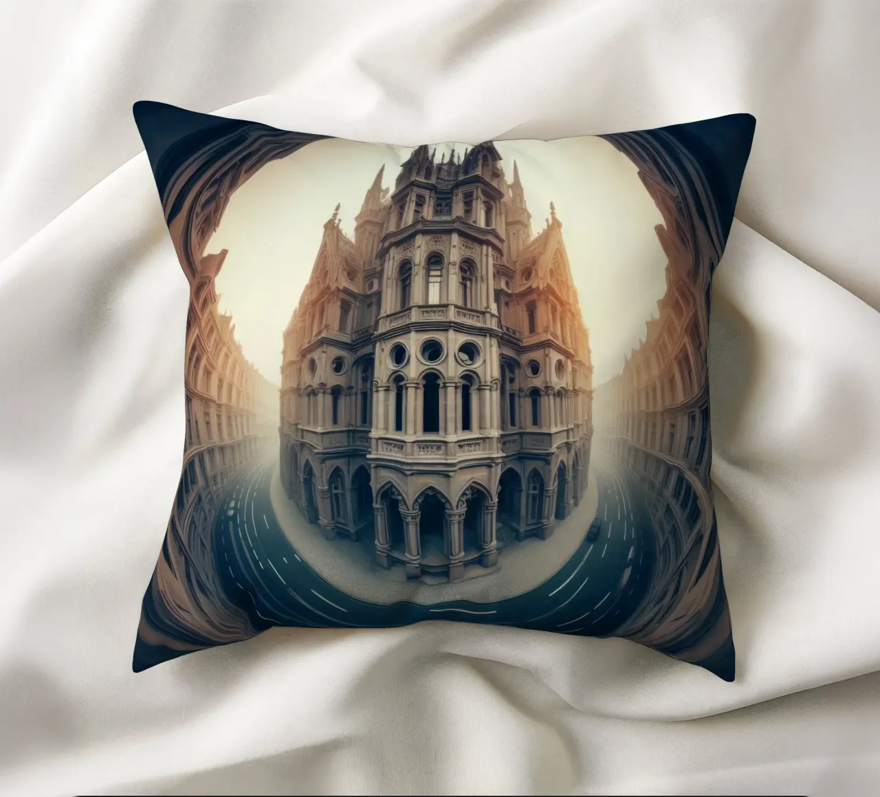 Sphere 002 - Gothic-Inspired Building cuscino da Spheres