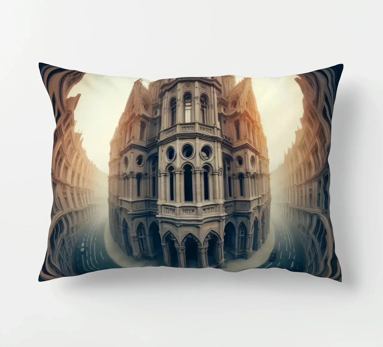 Sphere 002 - Gothic-Inspired Building cuscino da Spheres
