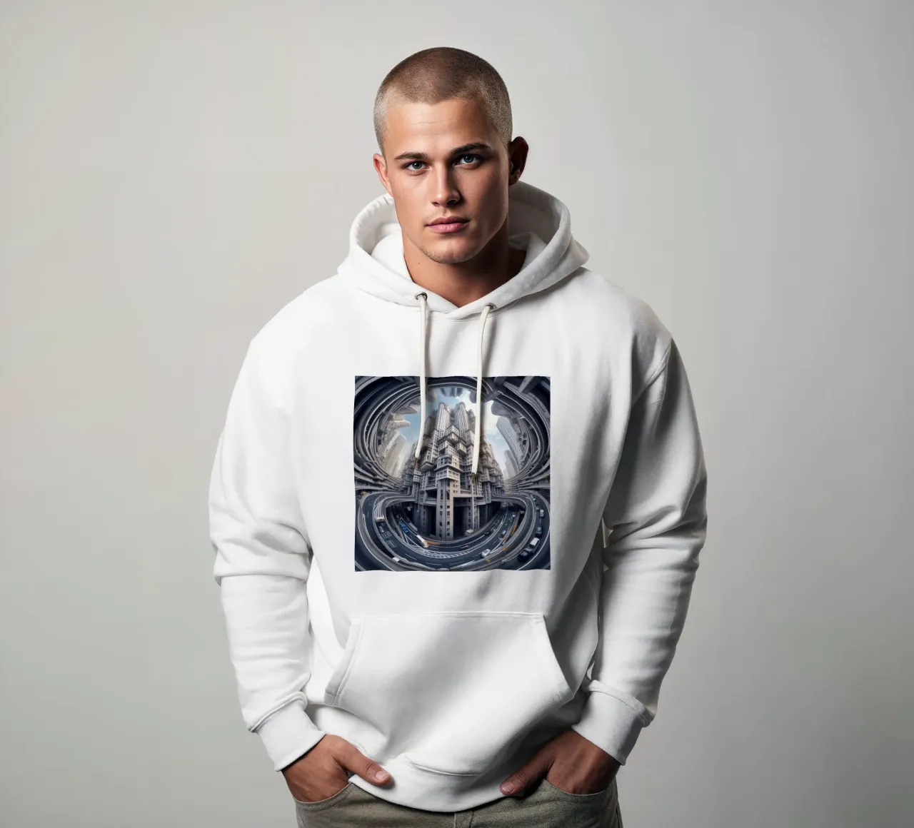 Sphere 016 - Futuristic Metropolis With Highway felpa con cappuccio da Spheres