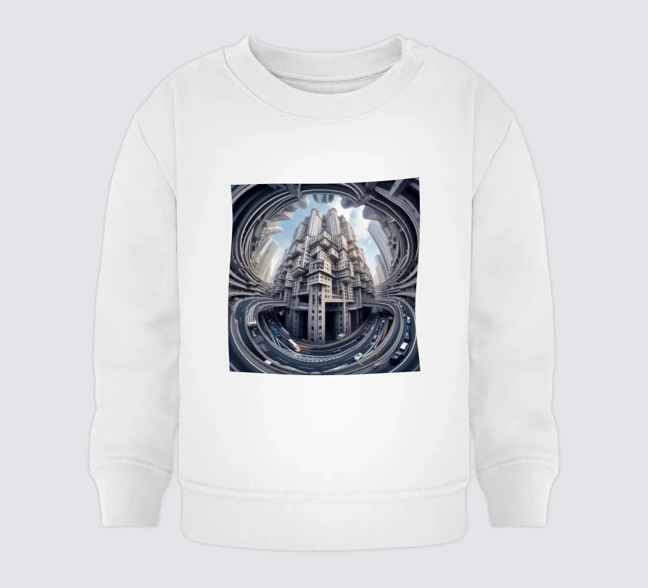 Sphere 016 - Futuristic Metropolis With Highway felpa neonato da Spheres