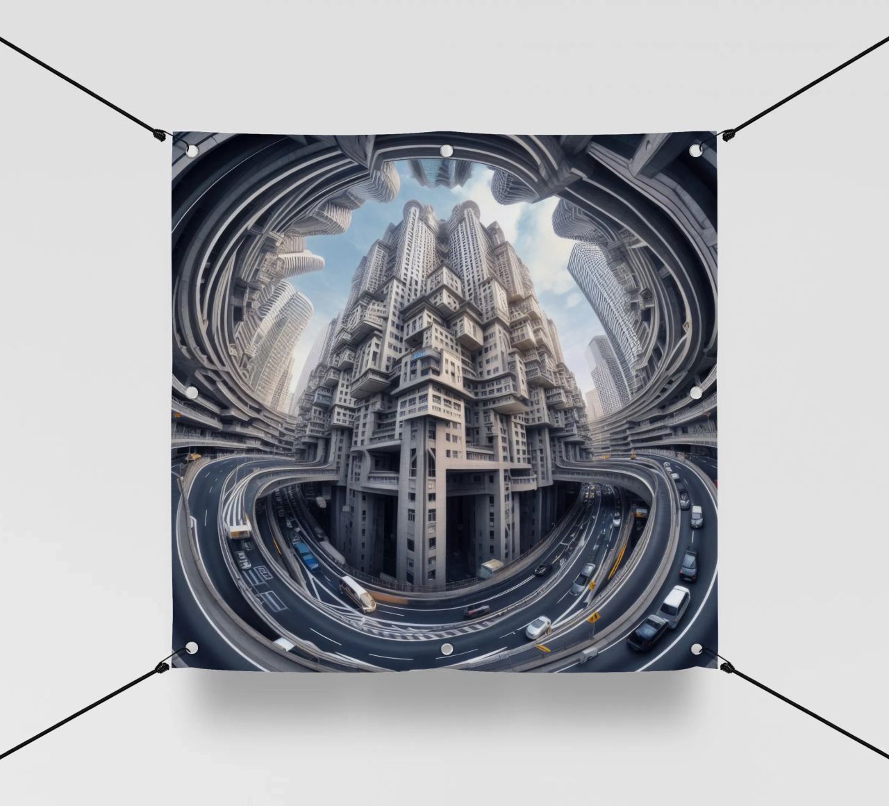 Sphere 016 - Futuristic Metropolis With Highway telo in pvc da Spheres