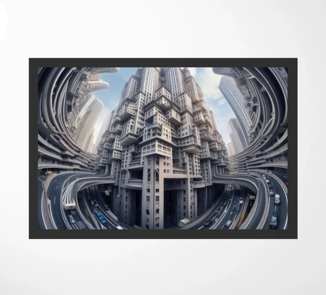 Sphere 016 - Futuristic Metropolis With Highway felpudo de Spheres