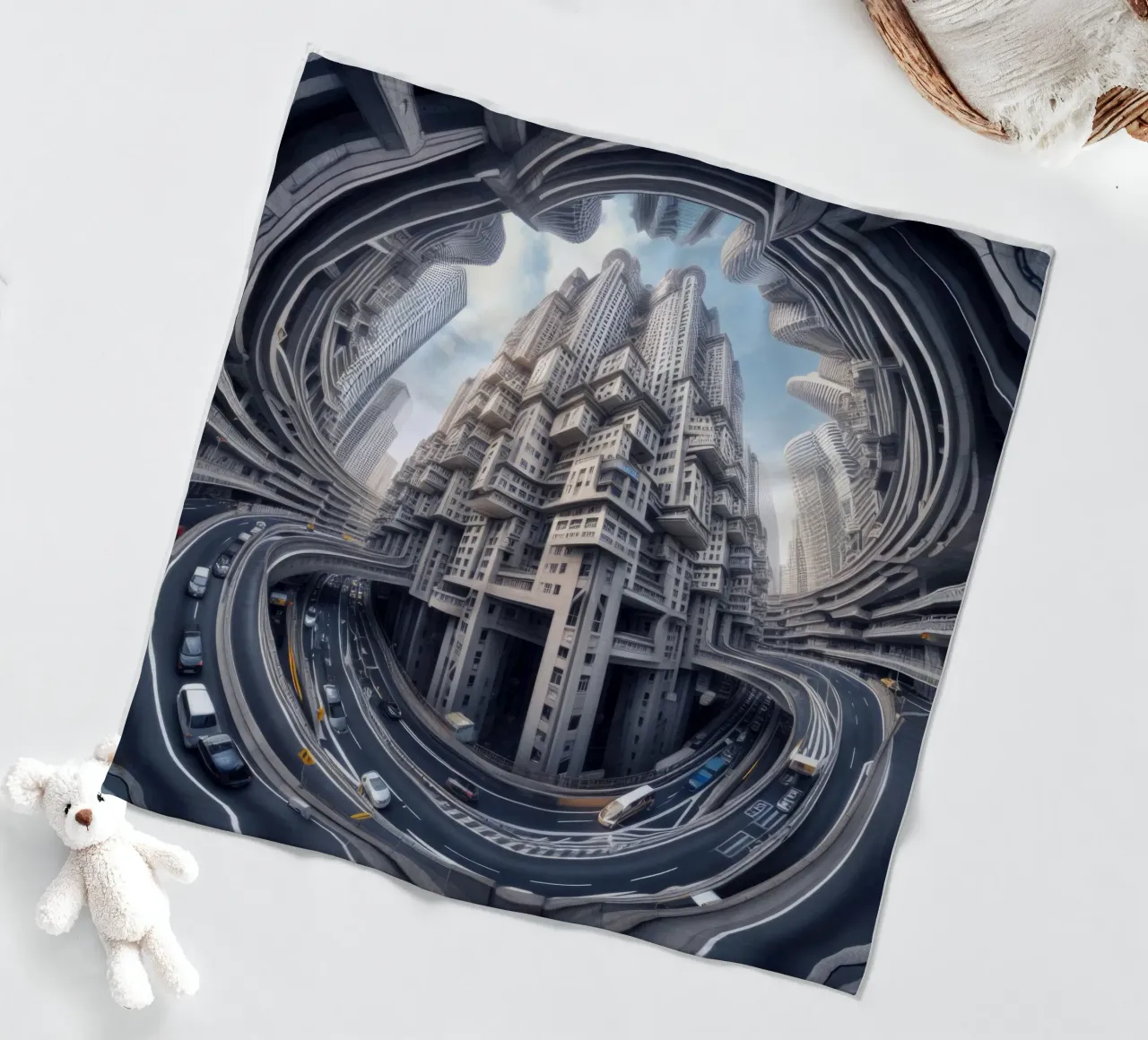 Sphere 016 - Futuristic Metropolis With Highway coperta in pile da Spheres
