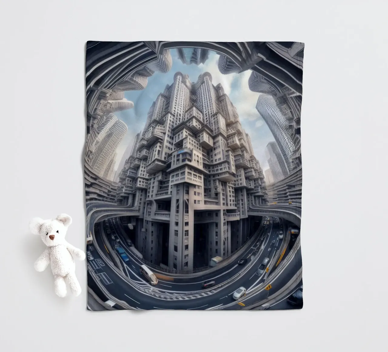 Sphere 016 - Futuristic Metropolis With Highway coperta in pile da Spheres