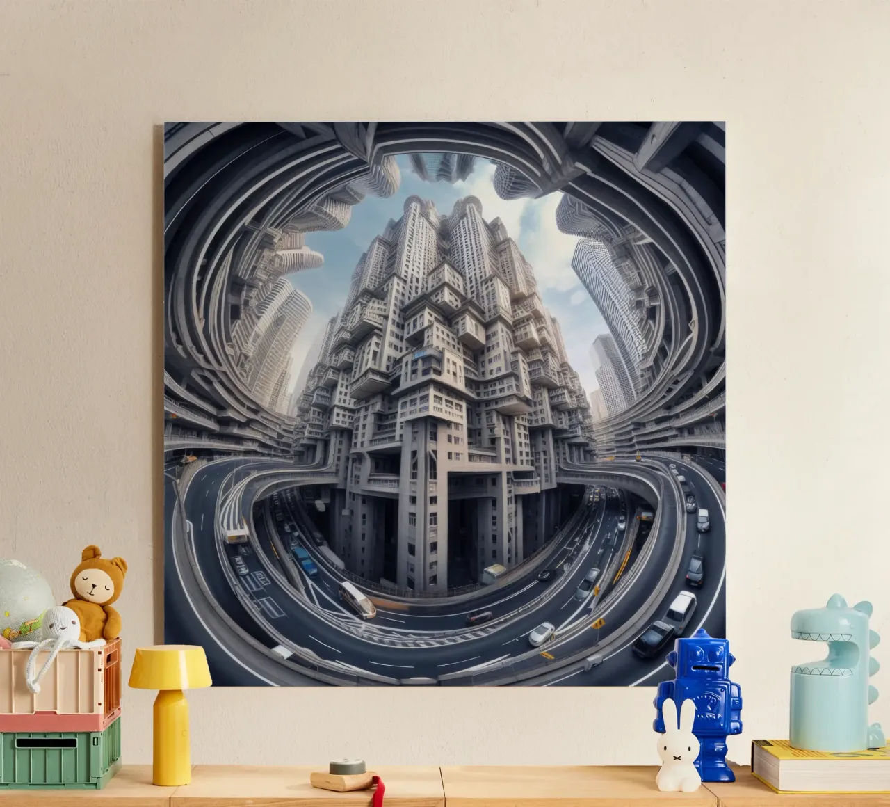 Sphere 016 - Futuristic Metropolis With Highway plexiglass da Spheres