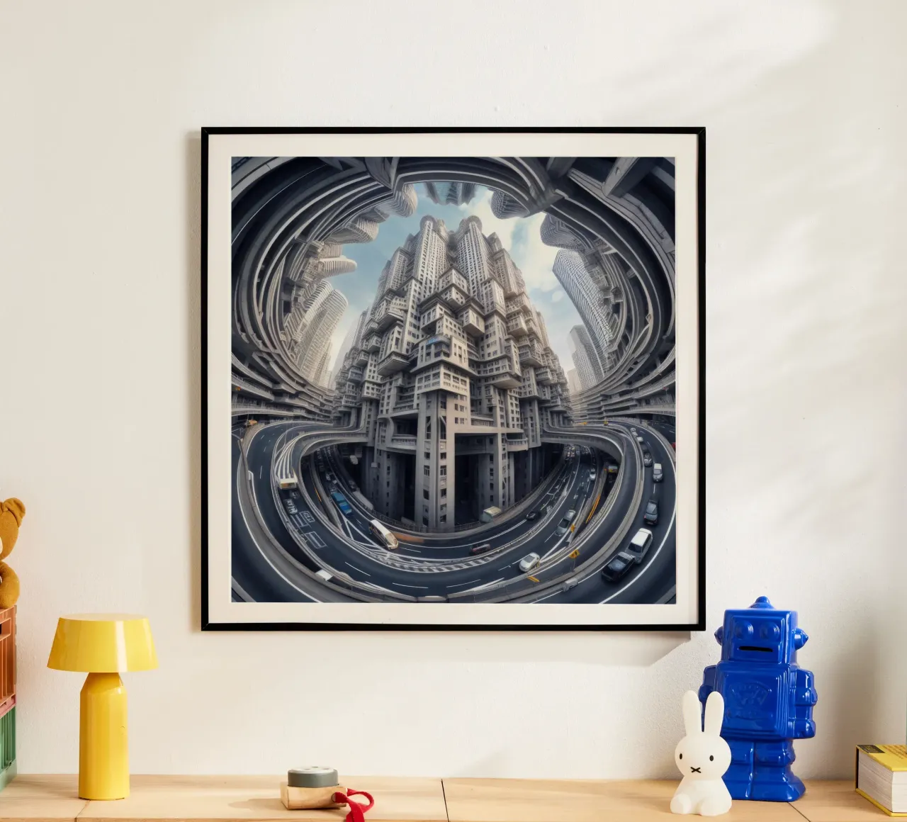Sphere 016 - Futuristic Metropolis With Highway carta hahnemühle da Spheres