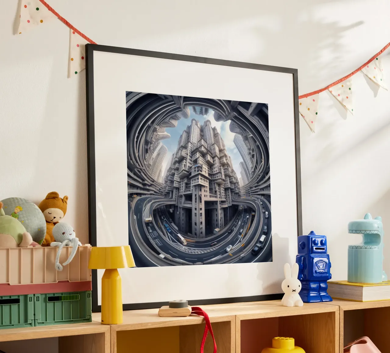 Sphere 016 - Futuristic Metropolis With Highway carta hahnemühle da Spheres