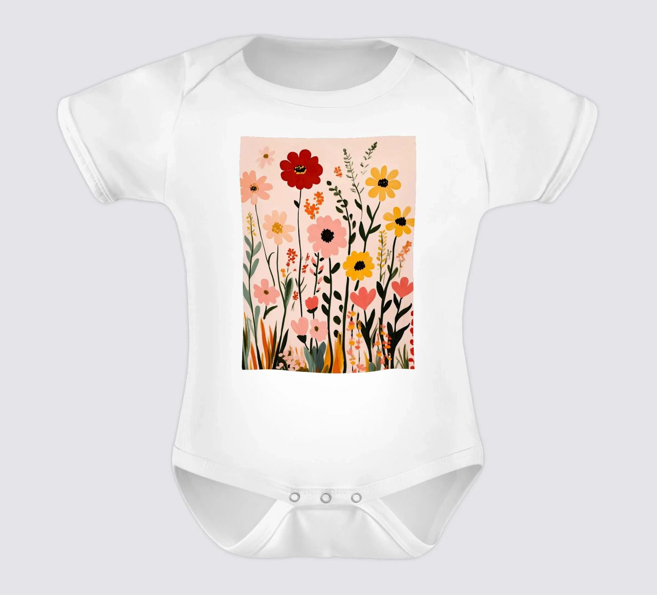 Wildblumen Kurzarm Babybody von Olga Wildrose