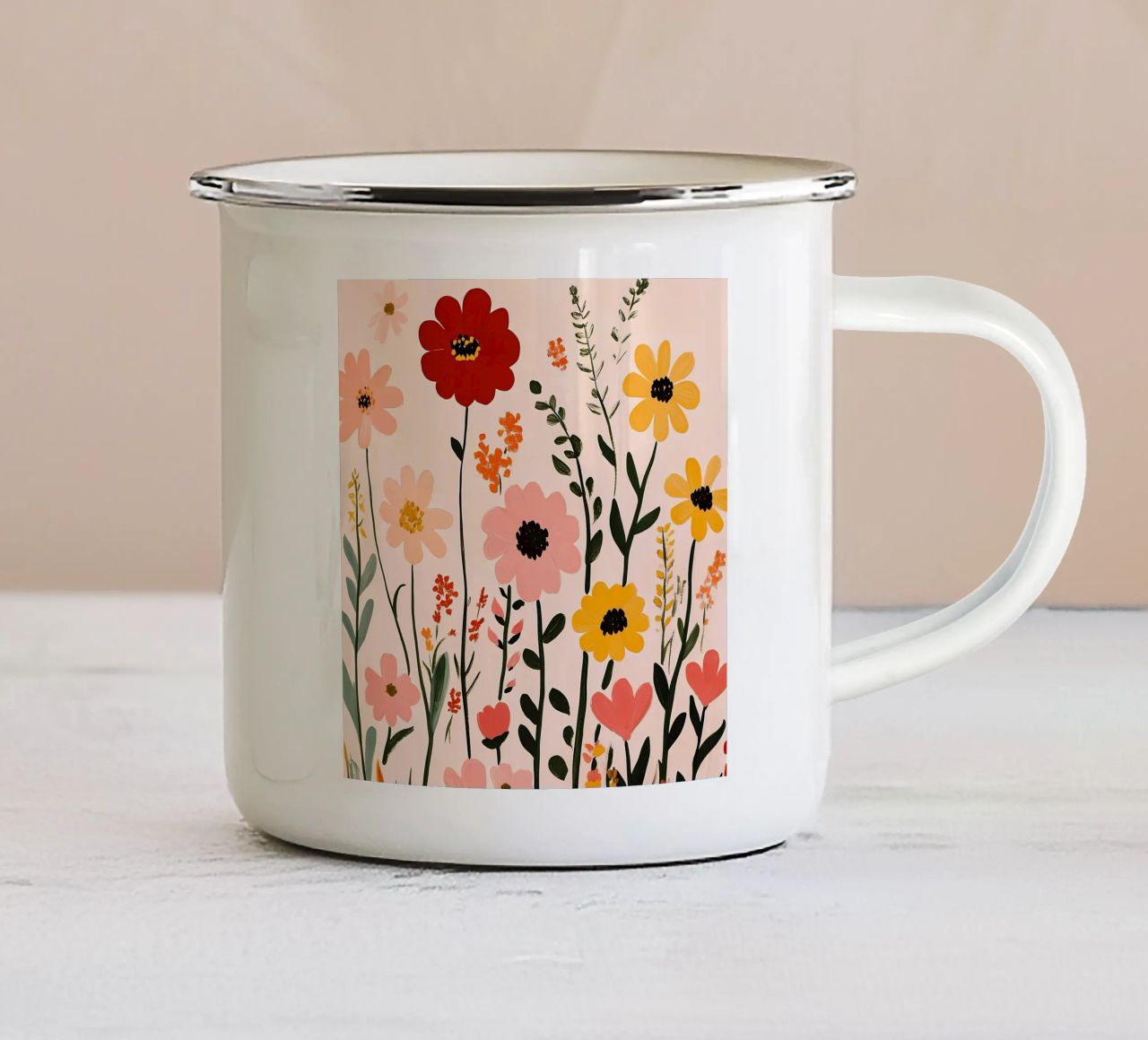 Wildblumen Emaille Tasse von Olga Wildrose