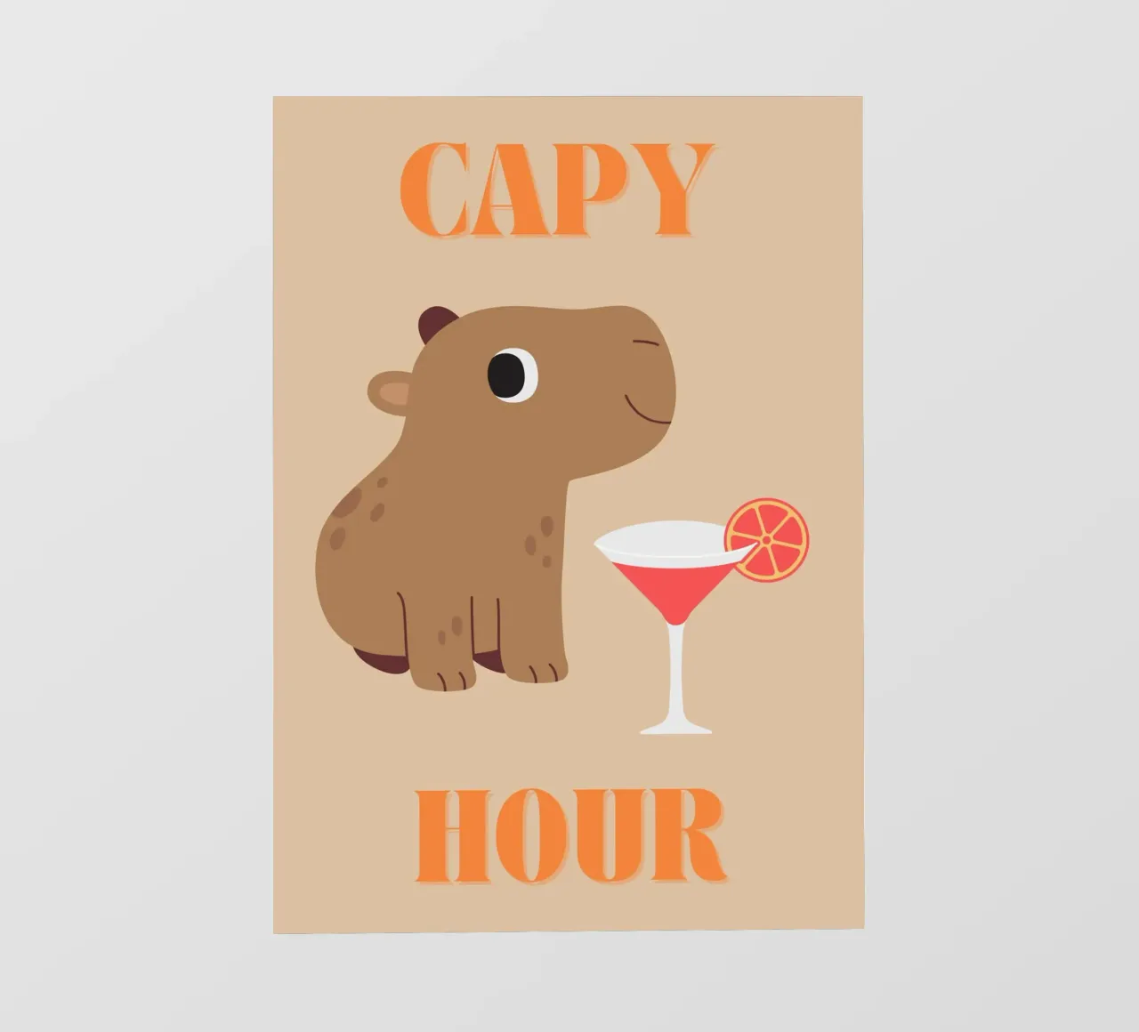 Capy Hour | Fun Capybara Print | Happy Hour pellicola backlit da PrintCessStudio