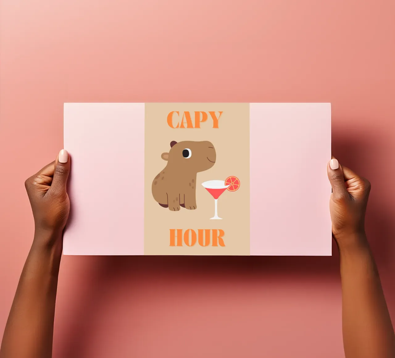 Capy Hour | Fun Capybara Print | Happy Hour foglio adesivo da PrintCessStudio