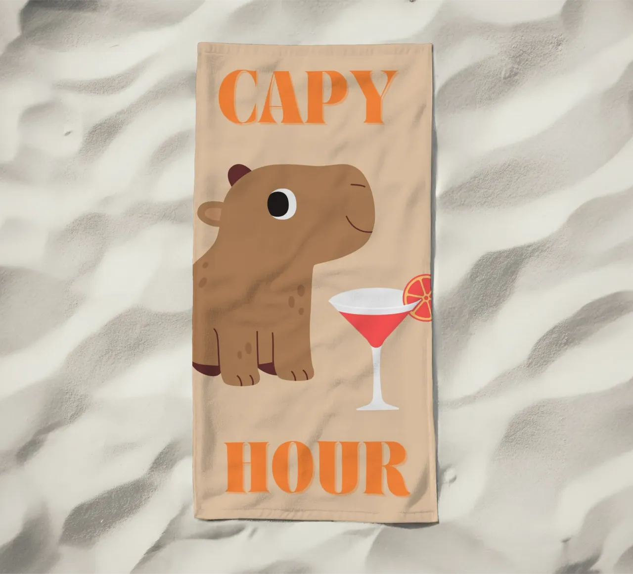 Capy Hour | Fun Capybara Print | Happy Hour telo mare da PrintCessStudio