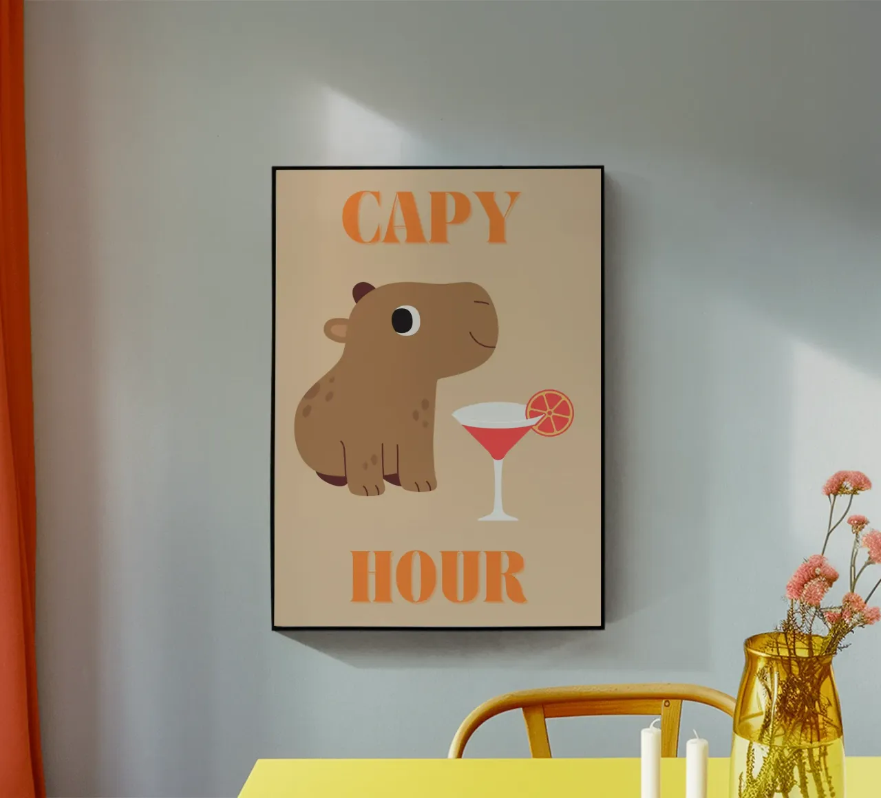 Capy Hour | Fun Capybara Print | Happy Hour plexiglass da PrintCessStudio