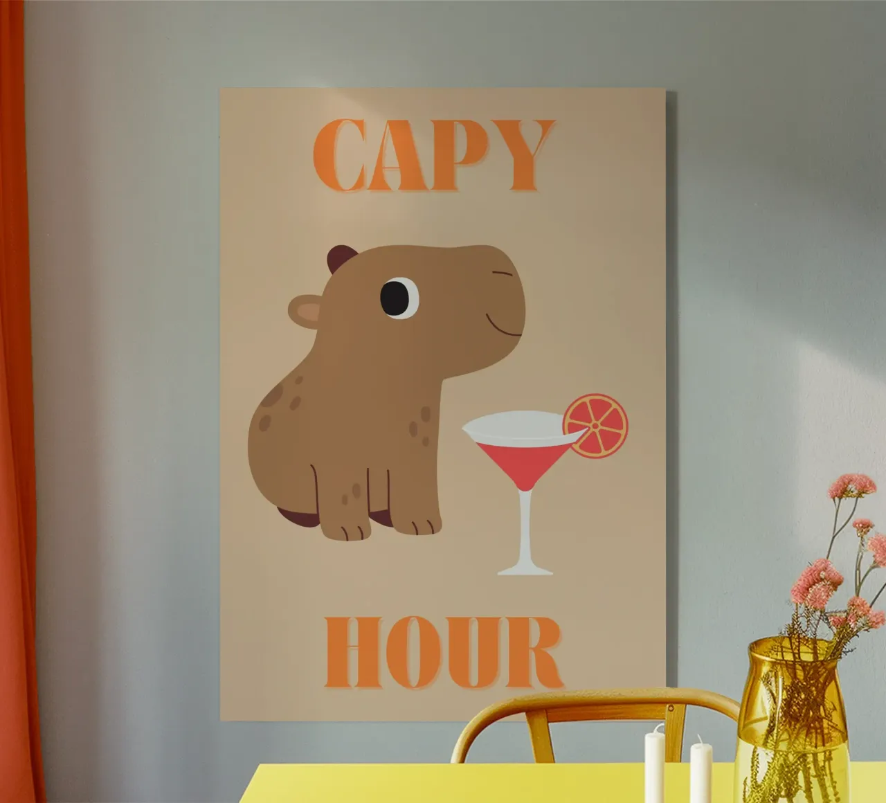 Capy Hour | Fun Capybara Print | Happy Hour plexiglass da PrintCessStudio