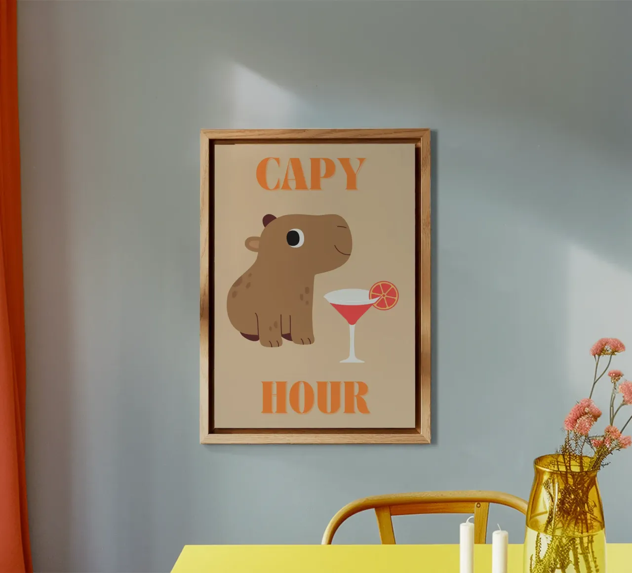Capy Hour | Fun Capybara Print | Happy Hour alluminio dibond da PrintCessStudio