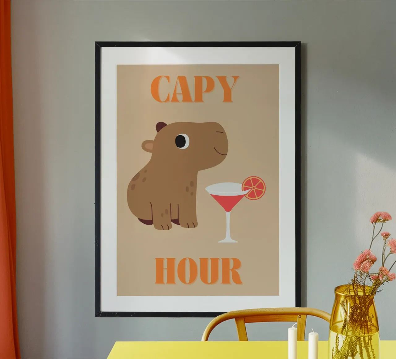 Capy Hour | Fun Capybara Print | Happy Hour carta hahnemühle da PrintCessStudio