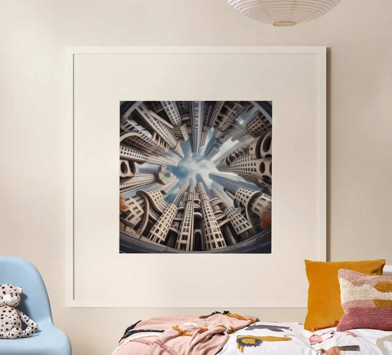 Sphere 042 - Futuristic Urban Skyline poster con telaio in alluminio da Spheres