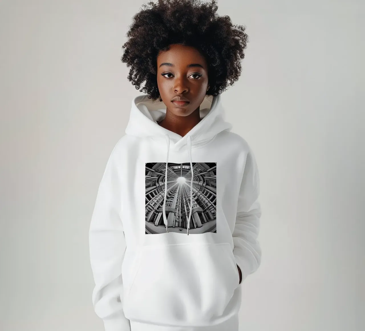 Sphere 033 - Futuristic Cylindrical Architecture felpa con cappuccio da Spheres