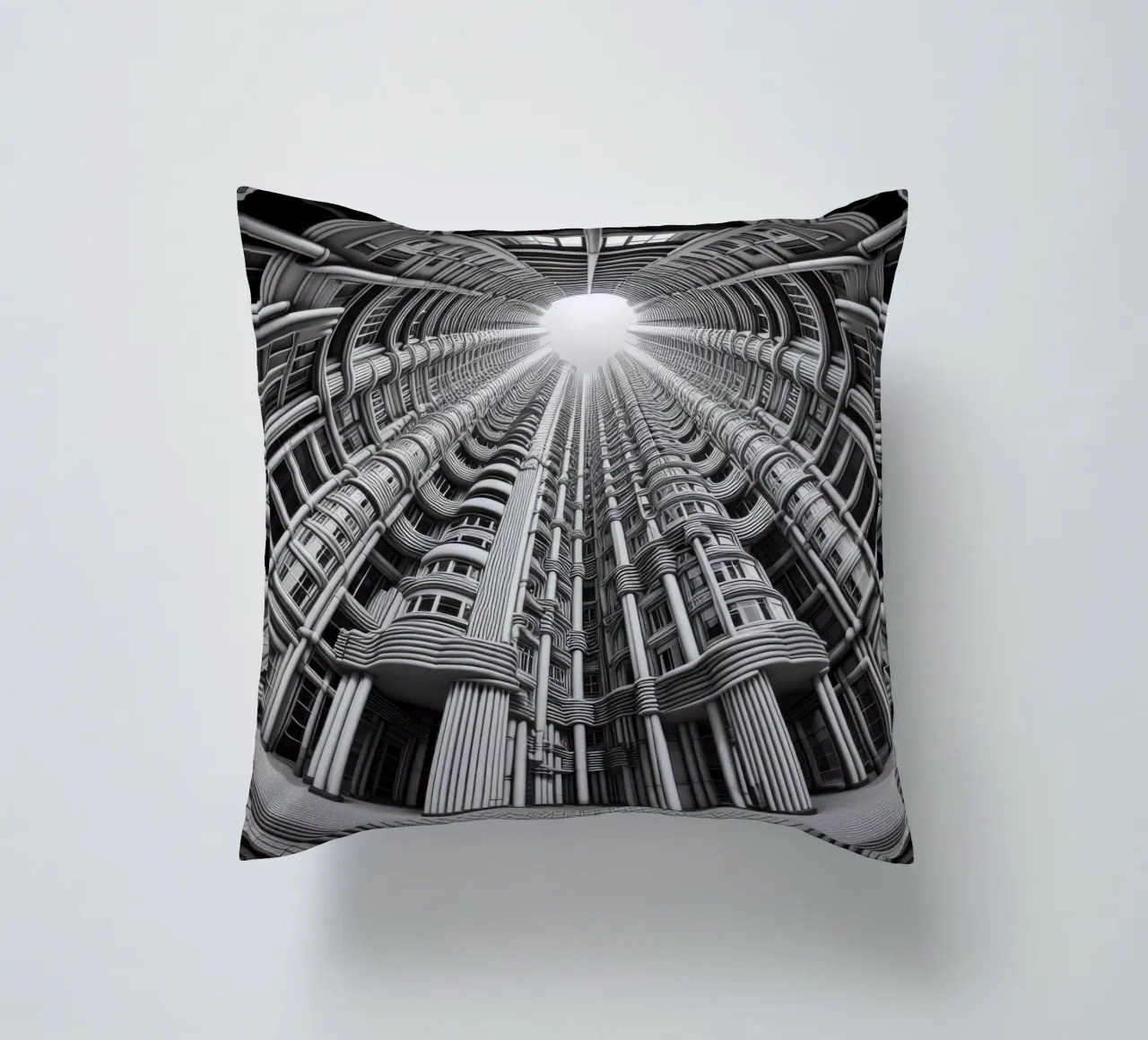 Sphere 033 - Futuristic Cylindrical Architecture cuscino da Spheres