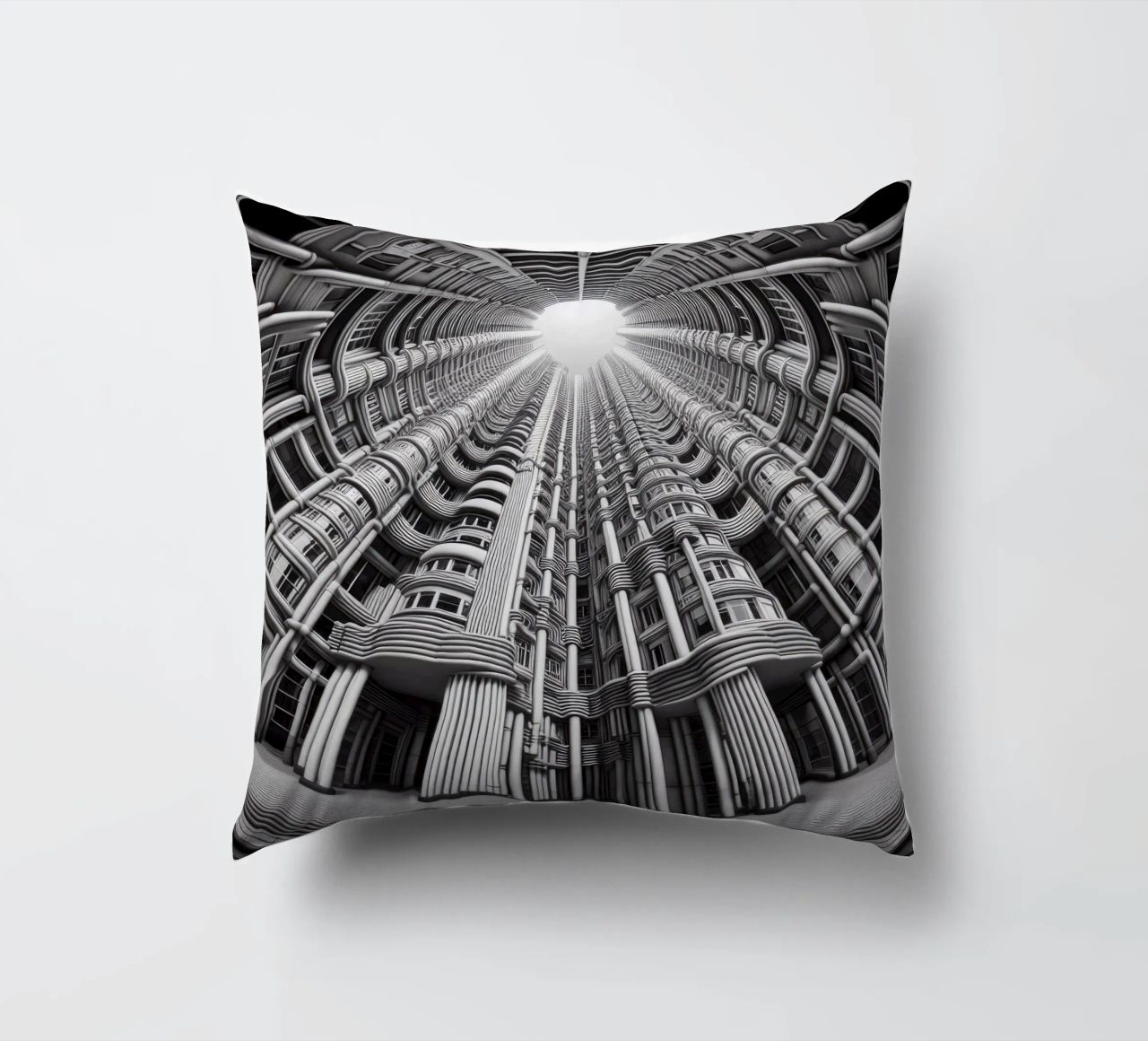 Sphere 033 - Futuristic Cylindrical Architecture cuscino da Spheres