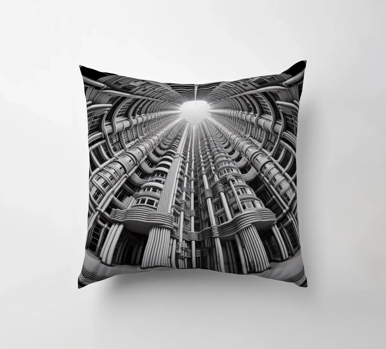 Sphere 033 - Futuristic Cylindrical Architecture cuscino da Spheres