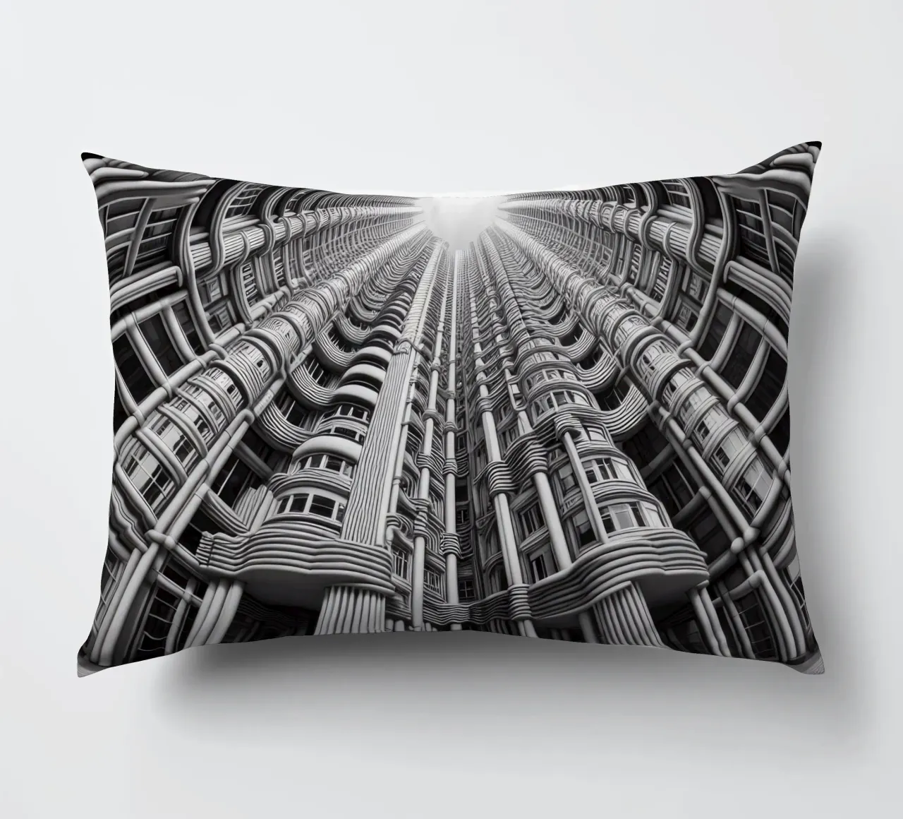 Sphere 033 - Futuristic Cylindrical Architecture cuscino da Spheres