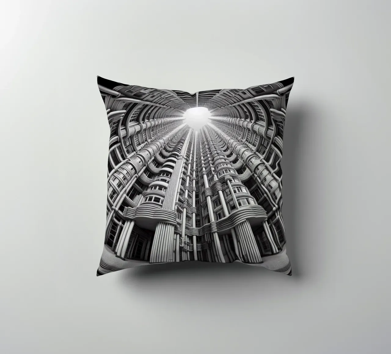 Sphere 033 - Futuristic Cylindrical Architecture cuscino da Spheres