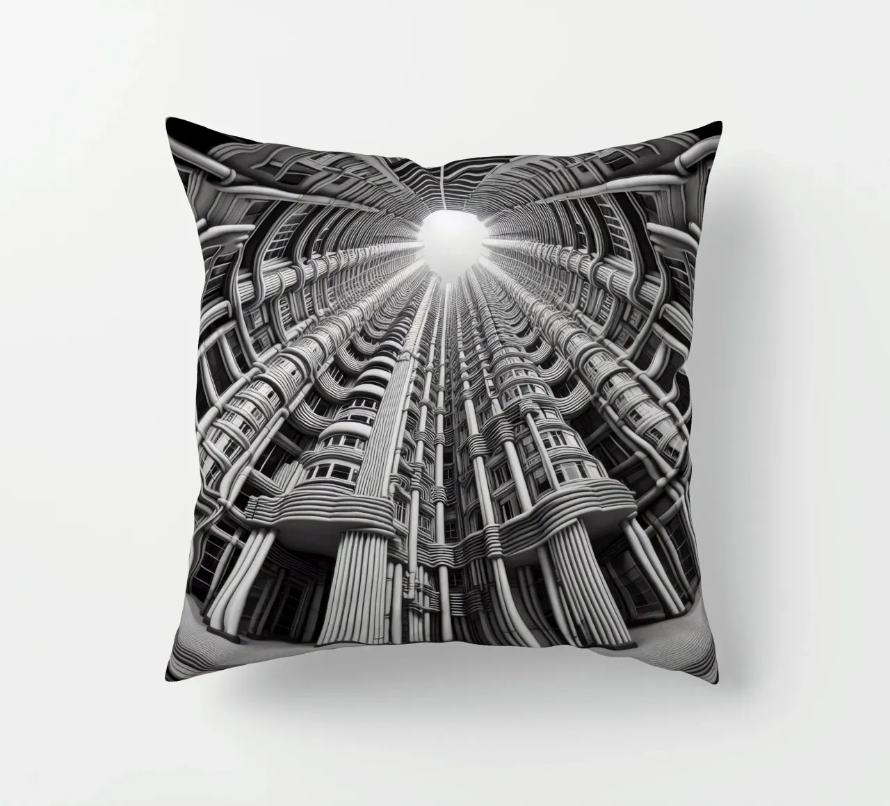 Sphere 033 - Futuristic Cylindrical Architecture cuscino da Spheres