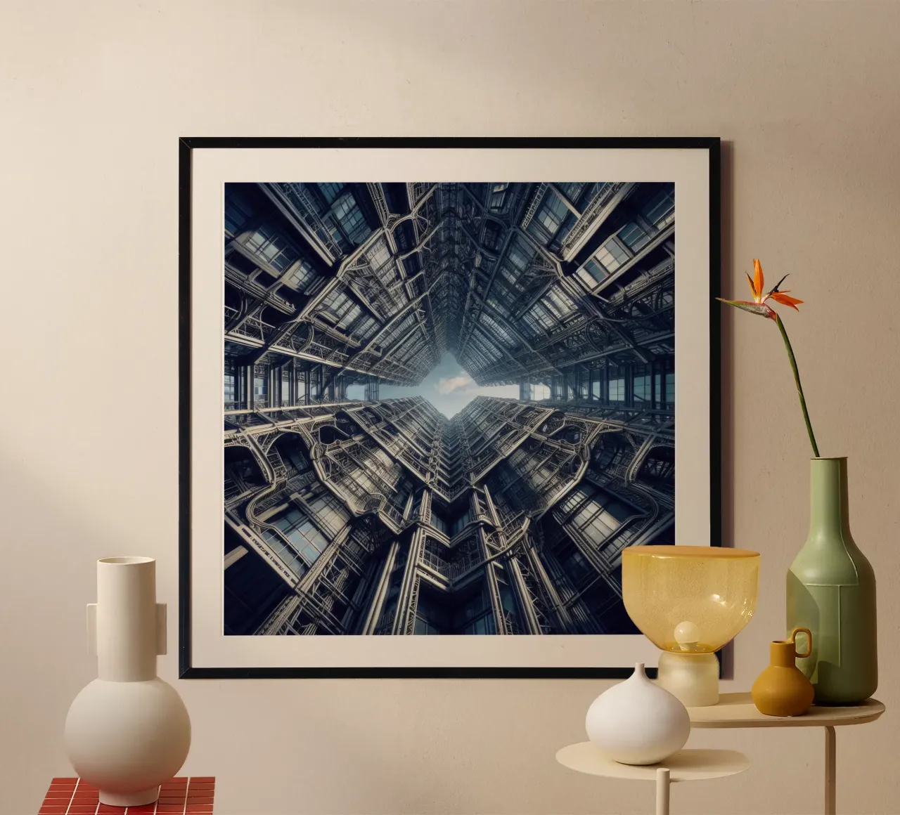 Sphere 038 - Intricate Steel-Framed Skyscrapers poster con telaio in alluminio da Spheres