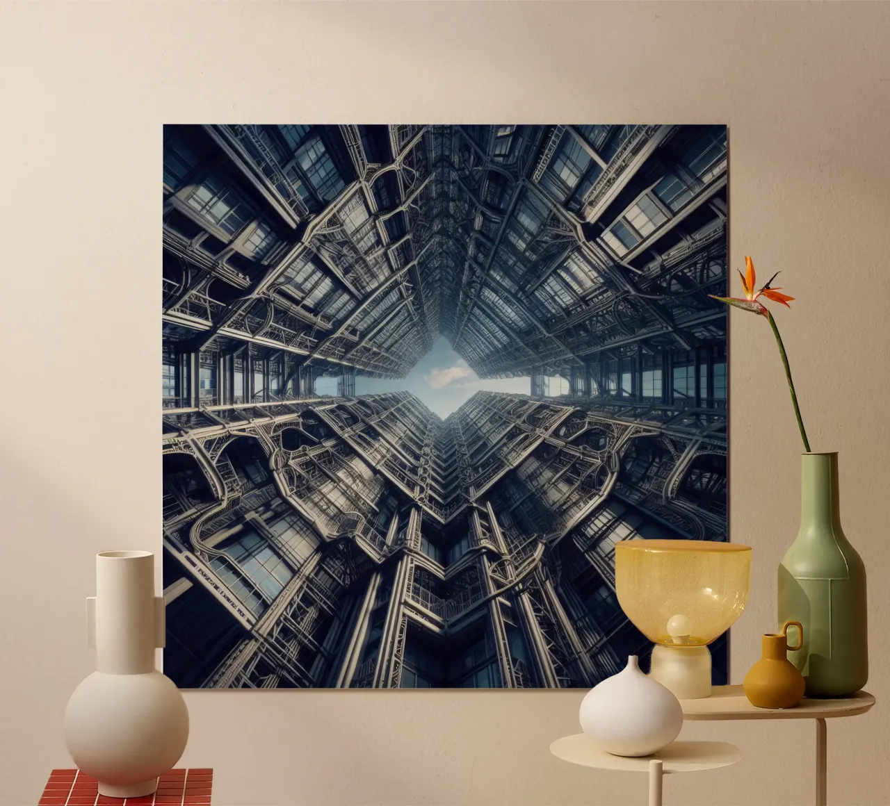 Sphere 038 - Intricate Steel-Framed Skyscrapers poster con telaio in alluminio da Spheres
