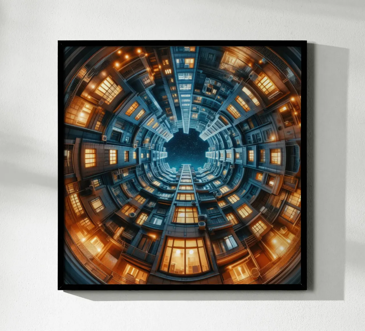 Sphere 015 - Futuristic Urban Courtyard poster con telaio in alluminio da Spheres
