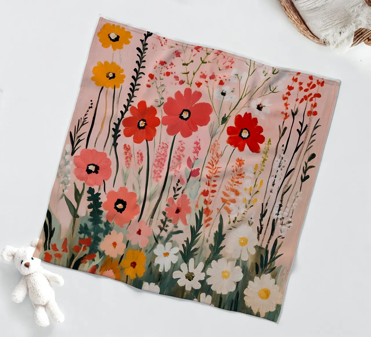 Daisies Wildflowers Field fleece blanket by IamHomeStudio